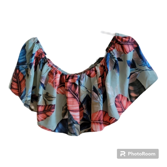 Milk & Honey Cropped Top & Short Set Hawaiian Print Green Foliage Size S NWT - Picture 3 of 10